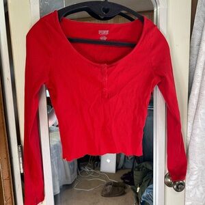PINK Victoria's Secret Red Long Sleeve Tee